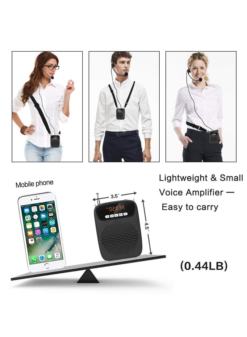 Portable Voice Amplifier, Mini Voice Amplifier Wired Headset Microphone Speaker Set for Teachers 15W Rechargeable Lightweight Personal Mic for Classroom, Tour Guides, Instructors and Presentation - Image 3